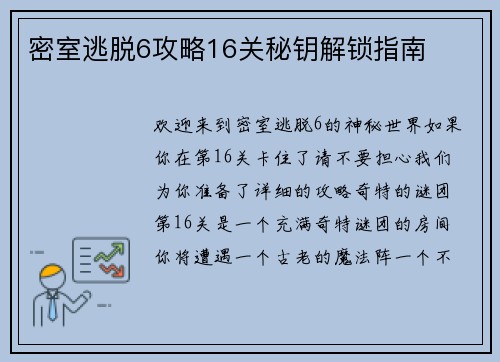 密室逃脱6攻略16关秘钥解锁指南